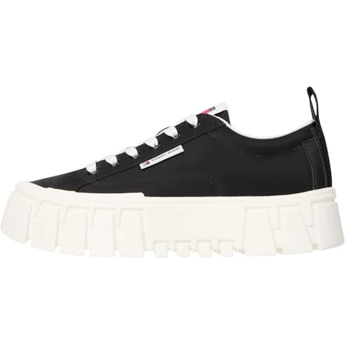 Offerta a tempo: Tommy Jeans Donna Sneakers con Suola Alta Nylon con Plateau, Nero (Black), 37 EU - 39% da 89.90 € a 54.95 €
