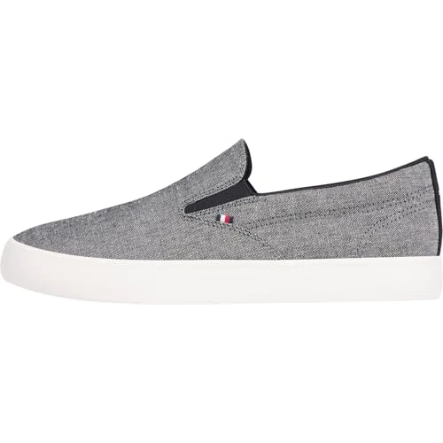 Tommy Hilfiger Men’s Slip-On Vulcanised Trainers, Black (Black), 9