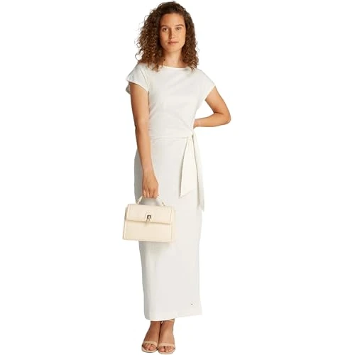 Limited-time offer: Tommy Hilfiger Women’s Knot Midi Dress with Boat Neck, White (Ecru), S from 120.00 GBP to 42.86 GBP (save 64%)
