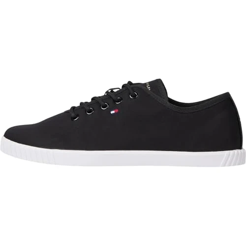 Beperkte aanbieding: Tommy Hilfiger Vrouwen Canvas Lace Up Sneaker Fw0fw08641 Low Top, Zwart, 37 EU van 52.38 EUR naar 52.38 EUR (besparing 0%)