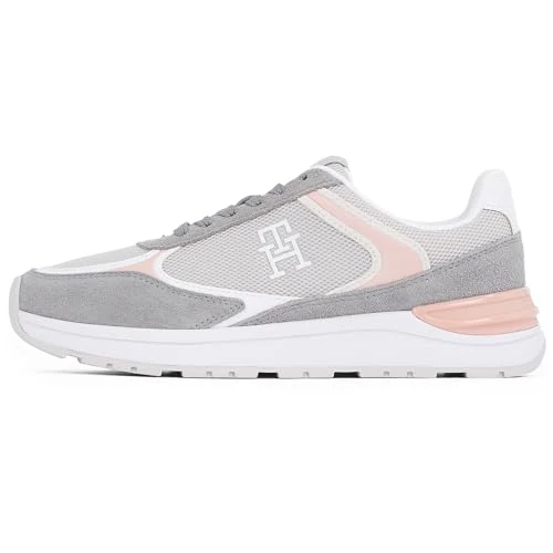 Tommy Hilfiger Damen Runner Sneaker Casual Fashion Mix Elegant, Beige (Grey Whisper), 38