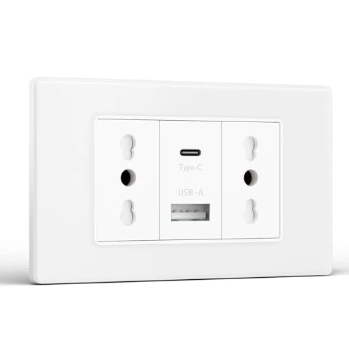 Tijdelijke aanbieding: BSEED Wandcontactdozen,Dubbeldoelcontactdoos met USB A en USB C,10A/16A Dubbeldoelcontactdoos 118mm,Italiaanse Stekker voor Kantoor en Thuis,Wit van 16.90 € naar 16.90 € (0.00% korting)