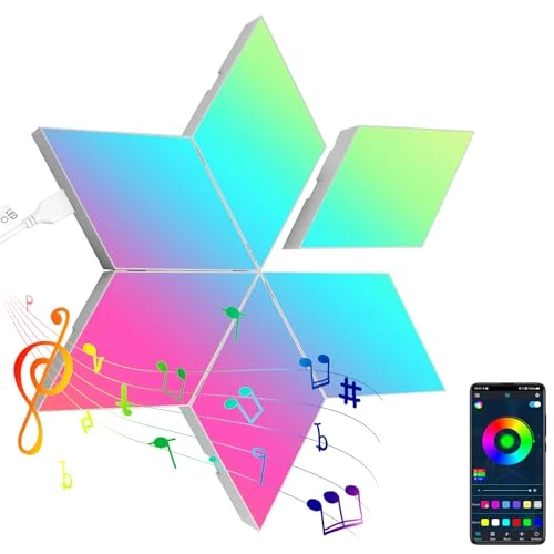 HaoDrisk LED Panel Quadrilateral Gaming Wall Lamp — 6pcs RGB Modular Deco Wall Lamp Music Sync App&Remote Control Splicing Lights