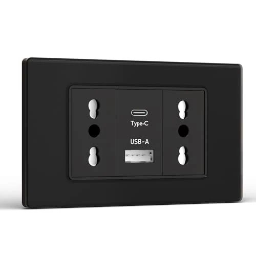 Tijdelijke aanbieding: BSEED Wandcontactdozen,Dubbeldoelcontactdoos met USB A en USB C,10A/16A Dubbeldoelcontactdoos 118mm,Italiaanse Stekker voor Kantoor en Thuis,Zwart van 16.90 € naar 16.90 € (0.00% korting)