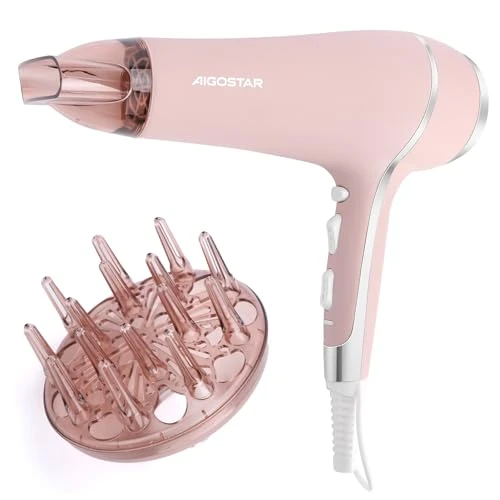 Oferta limitada: Aigostar Secador de Pelo Profesional 2400W Secador Iónico, Versión Rosa Mate con Boquillas Difusor y Concentrador, 2 Velocidades y 3 Temperaturas - Lora de 29.99 EUR a 29.99 EUR (ahorro 0%)