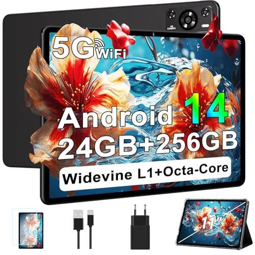 Offerta a tempo: ZIOVO Tablet da 11 pollici, tablet Android 14,24 GB RAM+256 GB ROM/TF 1TB, Octa-Core 2.0 GHz,5 G WiFi/8000 mAh/13+5 MP/GMS Certified/Coperchio in metallo/Widevine L1/Supporto Neflix, Tablet Touch - 72% da 499.99 € a 139.99 €