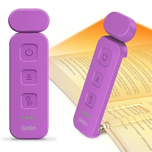 Gritin Luce per Lettura Libri a Letto, 7 LED Luce Lampada da Lettura per Libro Ricaricabile Clip, 3 Temperatura Colorei, 5 Luminosità & Regolabili in Continuo per Gli Amanti dei Libri