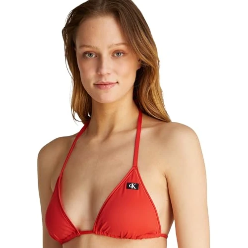 Calvin Klein Donna Top Bikini a Triangolo Imbottitura Estraibile, Rosso (Flaming Chili), XXL