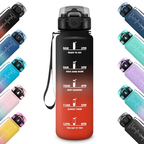 Limited-time offer: HoneyHolly Sports Water Bottle, Leak-Proof, 500 ml, Motivational with Time Marking, Suitable for Carbonated Drinks, School, Fitness, Outdoor from 18.98 £ to 13.99 £ (save 26.29%)