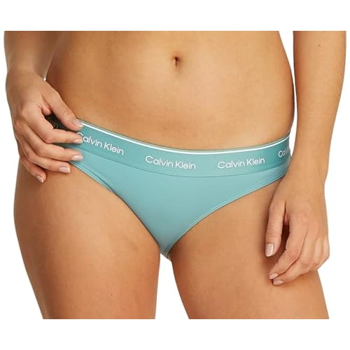 Calvin Klein Slip Bikini con Fascia Donna con Logo, (Saltwater Aqua), 3XL