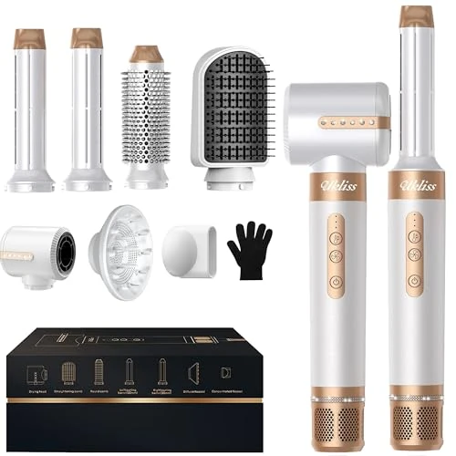 Offerta a tempo: UKLISS Spazzola Asciugacapelli 7 in 1, Air Styler con 110000 giri/min Asciuga Capelli, Spazzola ad Aria Calda, Spazzola Volumizzante Asciugacapelli, Spazzola Asciugacapelli Lisciante, Spazzola Phon - 46% da 149.99 € a 80.25 €