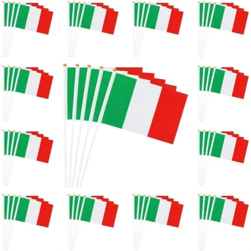Offre limitée : Bomtop Lot de 50 drapeaux italiens, drapeaux italiens à manivelle, drapeau italien petit, drapeau italien tricolore pour championnat d'Europe de football, festivals italiens, décoration intérieure de 20.39 € à 20.39 € (0.00% de remise)
