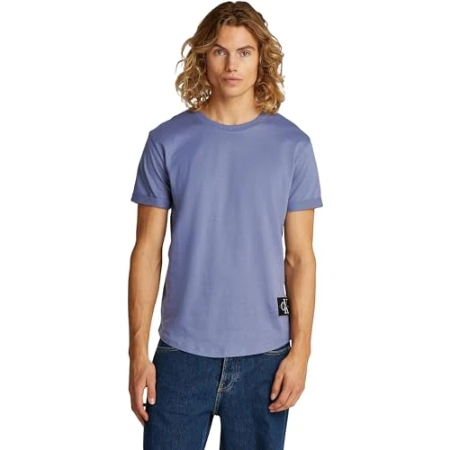 Limited-time offer: Calvin Klein Men's Badge Short Turn Up Sleeve Round Neck T-Shirt, Blue (Grisaille), XS from 15.00 GBP to 15.00 GBP (save 0%)