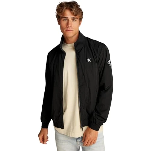 Calvin Klein Cortavientos Hombre Unpadded Harrington con cuello alto, Negro (Ck Black), XS