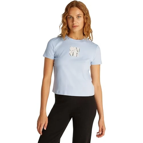 Offerta a tempo: Calvin Klein Donna T-Shirt Maniche Corte Front Photo Graphic Baby Tee con Scollo Rotondo, Blu (Niagara Mist), XXS - 0.00% da 13.52 € a 13.52 €