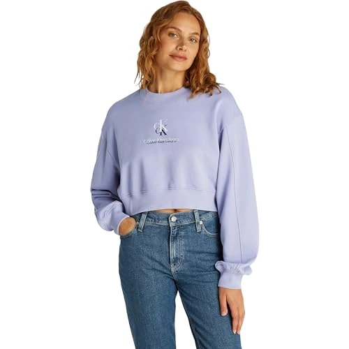 Offerta a tempo: Calvin Klein Donna Felpa Shadow Graphic Crewneck Cropped, Viola (Persian Violet) — 26% da 79,90 € a 58,78 €