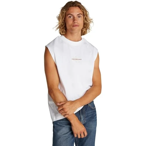 Offerta a tempo: Calvin Klein Uomo Canotta Monologo Sleeveless Tee Relaxed Fit, Bianco (Bright White), L - 44% da 39.90 € a 22.22 €