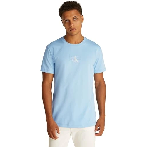 CK JEANS Heren MONOLOGO TEE J30J325649, blauw (blauwe bel), XXL, Blauw (Blauwe Bell), XXL