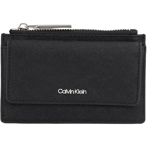 Calvin Klein Dameskaarthouder Must Flap Cardholder Mono met ritssluiting, zwart (Black Mono), één maat