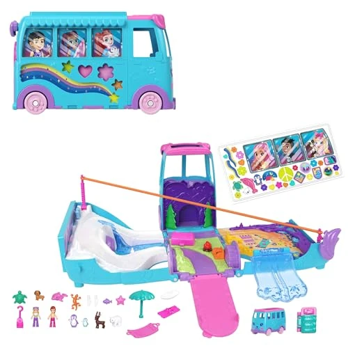 Limited offer: Polly Pocket Micro Dolls and Transforming Camper Van Vehicle, Accessories Include Pets and Toy Car, Pet Mobile Adventure Playset from 32.23 USD to 29.97 USD (save 7%)
