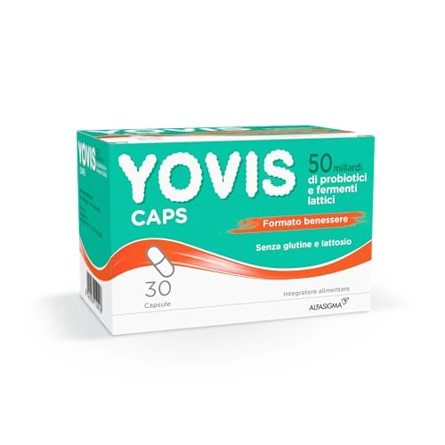 Offerta a tempo: Yovis Caps, Probiotici per il Benessere Intestinale, 50 Miliardi di Fermenti Lattici Vivi, Senza Glutine e Lattosio, 30 Capsule Deglutibili - 14% da 25.59 € a 22.12 €