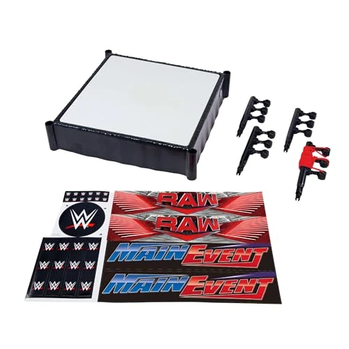 Zeitlich begrenztes Angebot: Mattel WWE Superstar-Ring mit Etiketten für Hauptkampf und RAW, Matte mit Sprungfedern und Ring mit elastischen Pro-Tension-Ringseilen, JDJ20, [Mehrfarbig] von 37.99 € auf 31.69 € (17% Rabatt)