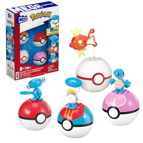 Limitiertes Angebot: MEGA Pokémon Actionfigur Bauspielzeug-Set, Wasser-Typ Trainerteam mit 79 Teilen, ca. 5 cm groß, für Kinder, JCT42 von 17.77 EUR auf 16.99 EUR (Spare 4%)
