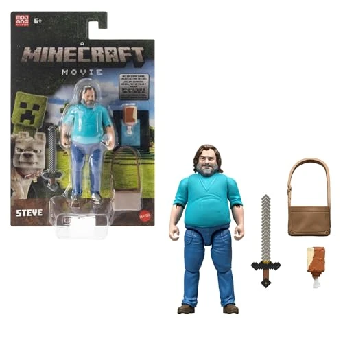 Begrenztes Angebot: Mattel Minecraft Actionfigur- und Zubehörset, 10 cm große, bewegliche Sammelfigur Steve, inspiriert von Ein Minecraft Film, JFR57, [Mehrfarbig] von 15.97 EUR auf 13.73 EUR (Rabatt 14%)