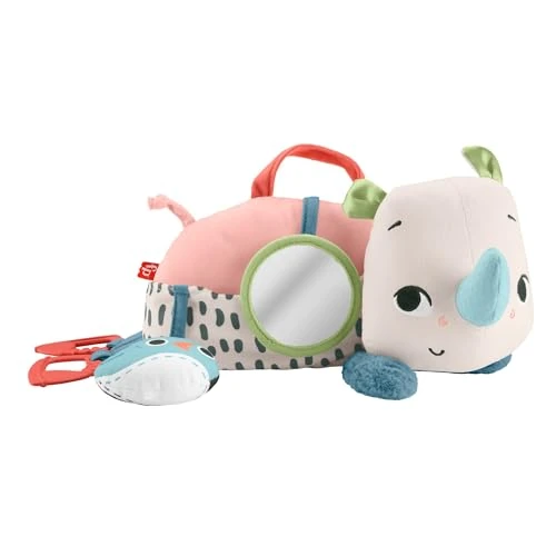 Offerta a tempo: Fisher-Price - Baby Rino Giochi sul Pancino, morbido peluche in tessuto del rinoceronte Amici del Pianeta con accessori per le attività sensoriali inclusi, giocattolo per bambini, 0+ anni, HYR55 - 0.00% da 11.99 € a 11.99 €