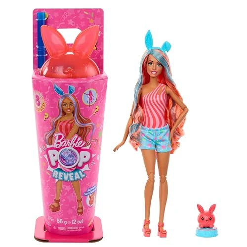 Offerta a tempo: Barbie - Pop Reveal Serie Animal Party, bambola con orecchie da coniglietto e cucciolo incluso, 8 accessori a sorpresa con effetto cambia colore, giocattolo per bambini, 3+ anni, JCN87 - 0.00% da 23.50 € a 23.50 €