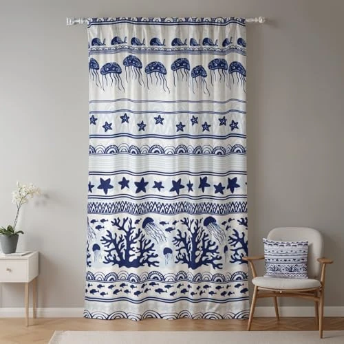 Oferta limitada: ggaimwf Cortinas Náuticas Ventana Marina Medusa Coral Estilo Boho Cortinas con Tema Marino para Sala de Estar Dormitorio Privacidad Cortina Divisoria de habitación 135x229cm 1 Panel de 23.99 € a 23.99 € (ahorro 0.00%)
