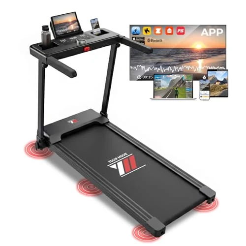 YM NEXT 2000 PRO elektryczna składana bieżnia o prędkości 12 km/h, silnik 2 HP (szczytowy 3,5 KM), włoska marka, szeroka powierzchnia do biegania, wzmocniona rama, aplikacja Kinomap BitGym Zwift,