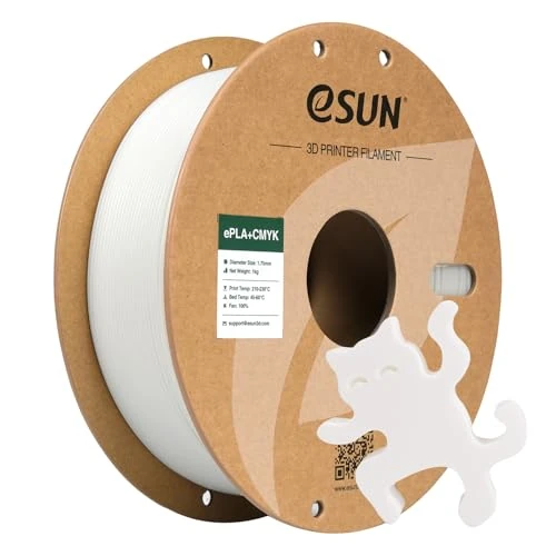 eSUN PLA+ Filament 1.75mm, Lithofaan 3D Printer Filament PLA Plus, Maatnauwkeurigheid +/- 0.03mm, CMYK Filament voor FDM 3D Printers (Wit, 1KG)