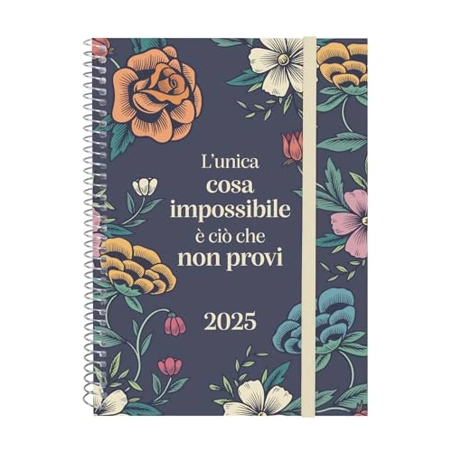 Finocam - Agenda Espiral Design Collection 2025 Semana Diseño Horizontal Enero 2025 - Diciembre 2025 (12 meses) Imposible Italiano