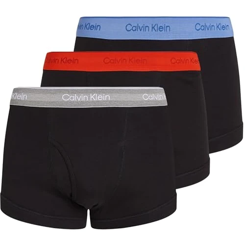 Calvin Klein Herren 3er Pack Boxershorts Trunks mit Logobund, Mehrfarbig (B- Glacier, Gr Heather, Molten WBS), S