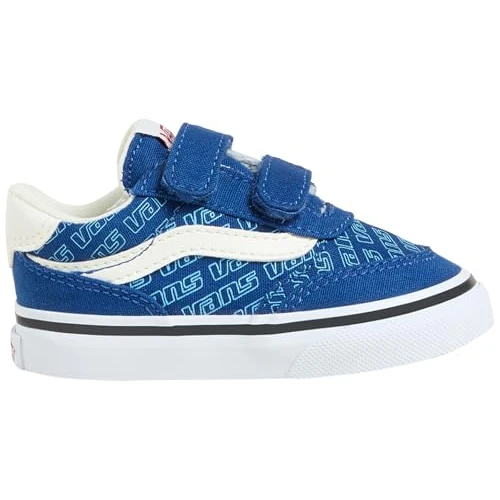 Vans Unisex Kids Brooklyn LS V Sneaker,Retro Logo True Blue, 3.5 UK Child