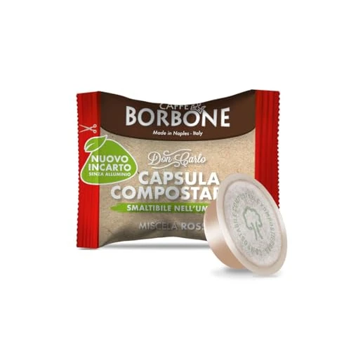Caffè Borbone Don Carlo Cápsulas Compostables, Mezcla de Café Roja - 50 Cápsulas - Compatibles con Máquinas de Café Lavazza A Modo Mio para uso doméstico