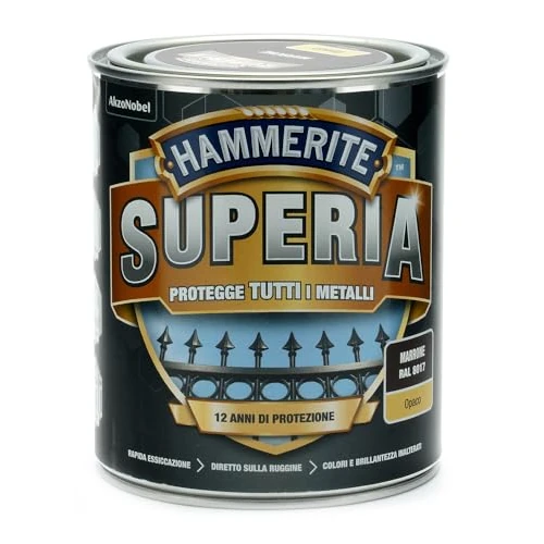 Offerta a tempo: Hammerite Superia smalto metallo antiruggine interno e esterno, Opaco Marrone, 750 ml - 21% da 26.99 € a 21.19 €