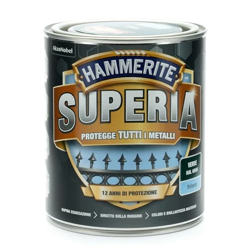 Offerta a tempo: Hammerite Superia smalto metallo antiruggine interno e esterno, Brillante Verde, 750 ml - 34% da 30.03 € a 19.90 €