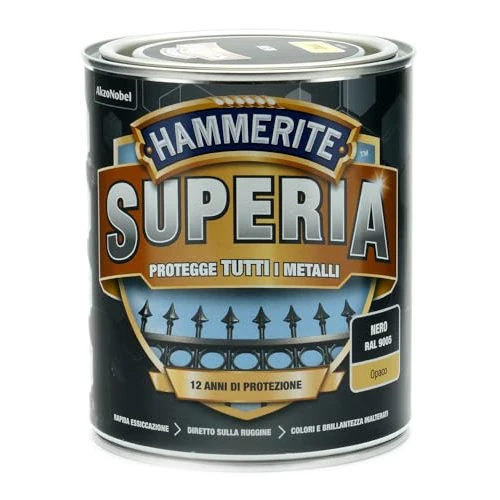 Offerta a tempo: Hammerite Superia smalto metallo antiruggine interno e esterno, Opaco Nero, 750 ml - 0.00% da 29.29 € a 29.29 €