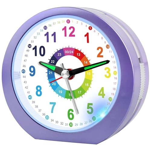 Oferta limitada: Ayybboo Reloj Despertador Infantil para Niña y Niño,Analógico Educativo Silencioso sin Tictac con Luz Nocturna y Snooze,Regalo para Vuelta al Cole（Lavanda） de 18.99 EUR a 11.39 EUR (ahorro 40%)