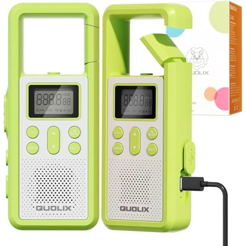 Walkie Talkie Ricaricabile Adulti Professionali, Radioline Walkie Talkie 8 Canali con Batteria agli Ioni di Litio VOX SOS Torcia LED, USB-C 3 Km Portata per Trekking e Lavoro in Team Bambini, Verde*2