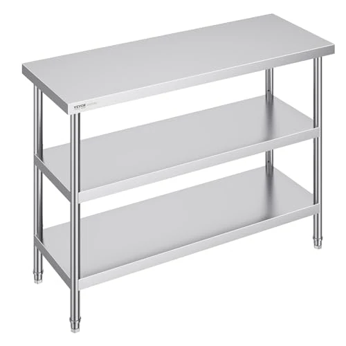 Oferta limitada: Mesa de Preparación VEVOR para Cocina y Hogar, 457x1219x864 mm, Acero Inoxidable, 2 Estantes Inferiores Ajustables de 110.90 € a 110.90 € (ahorro 0.00%)