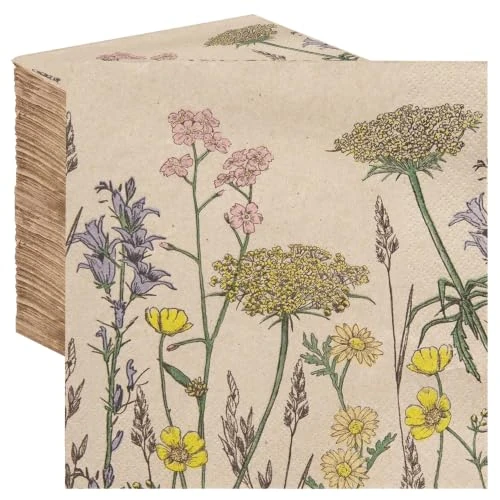 Offerta a tempo: TableKind 100 Tovaglioli di Carta Riciclata Morbida 2 Veli 33cm Floreali Monouso Kraft Non Sbiancati Compostabili per Feste Matrimoni Pasqua - 0.00% da 20.99 € a 20.99 €