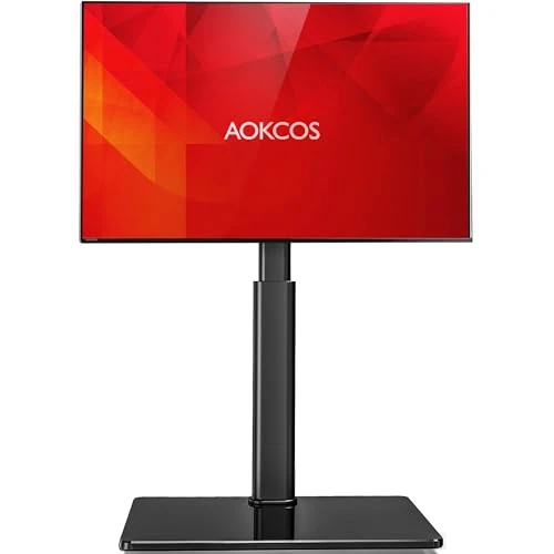 Offerta a tempo: AOKCOS Supporto TV da Pavimento inclinabile per 32-55 65 70 Pollici, Girevole & Altezza Regolazione Mobile Porta TV da Terra, Max VESA 400x400mm 40kg - 35% da 79.99 € a 52.00 €