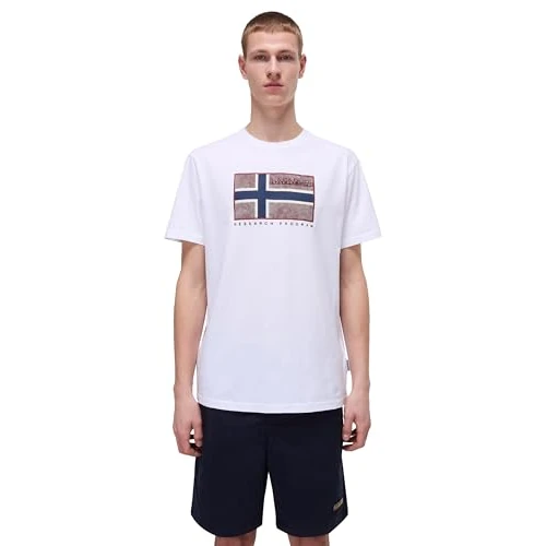 Limited-time offer: Napapijri Men's Semiles Short Sleeve T-Shirt White M from 23.73 GBP to 23.73 GBP (save 0%)