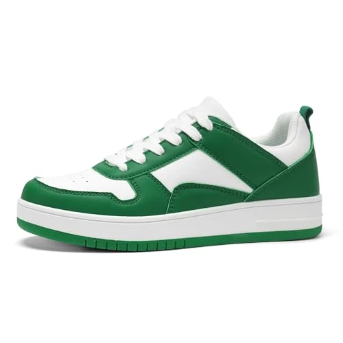 Offerta a tempo: LUCKY STEP Sneakers Moda Donna Scarpe da Tennis Bianche Basse in Pelle con Pietre Luccicanti(Verde/Bianco, 8.5US-39EU-6UK) - 51% da 40.99 € a 19.99 €
