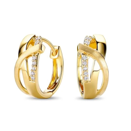 Oferta limitada: Miore - Pendientes de Aro Mujer con Circonitas Brillantes en Plata de Ley 925 Dorados en Oro Amarillo de 18K 750, Pendientes Aro hipoalergénicos. de 59.00 EUR a 47.20 EUR (ahorro 20%)