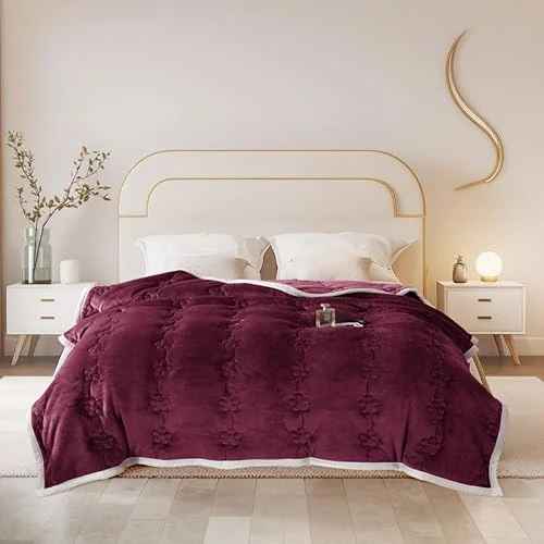 Oferta ograniczona: ShowyLive Puszysty koc polarowy, narzuta na sofę, łóżko, flanela, 810 g/m², gruby, na kanapę, 3-warstwowy, bawełniany, pluszowy, miękki, oddychający, zmywalny, na zimę, jesień, czerwony, 180 x 200 cm z 195.93 EUR na 195.93 EUR (znizka 0%)