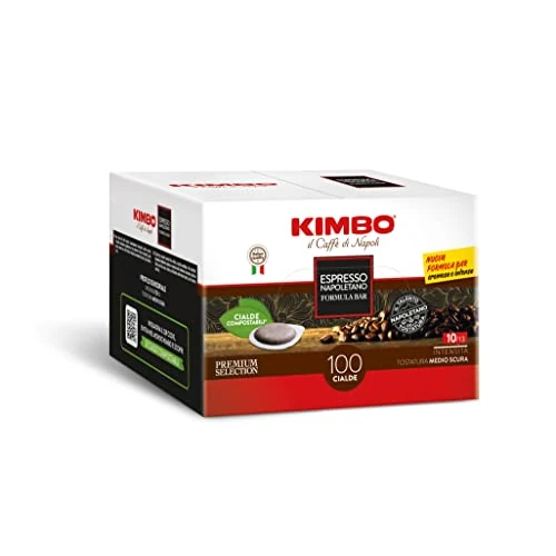 Kimbo Cialde Caffè - 200 Cialde Compostabili ESE - Miscela Espresso Napoletano, Formula Bar, Intensità 10/13, Tostatura Medio-Scura - 2 Confezioni da 100 Cialde